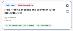 Male Arabic Language and grammar Tutor (Work from Home)